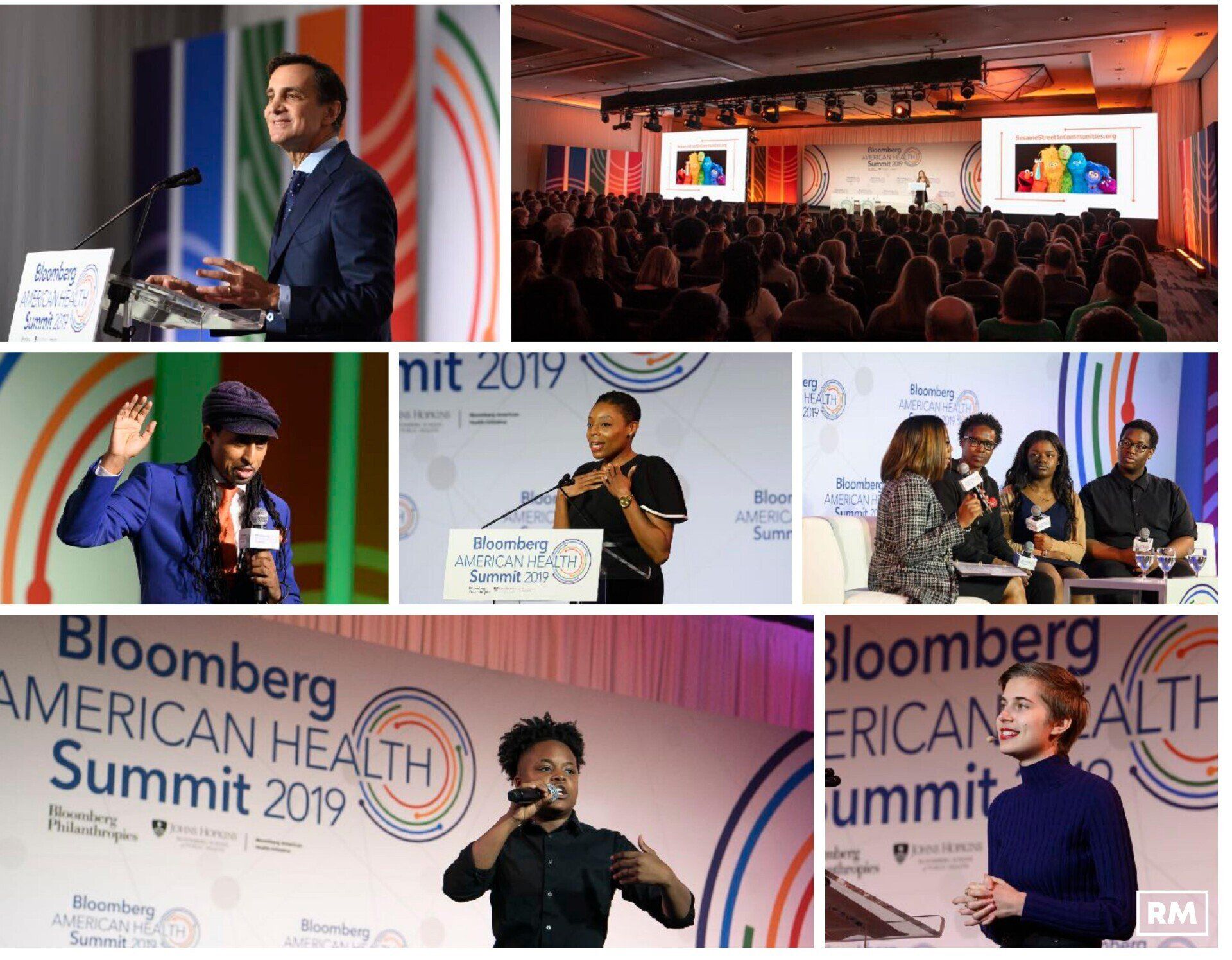 A collage photo of people attending Bloomberg American Health Summit 2019